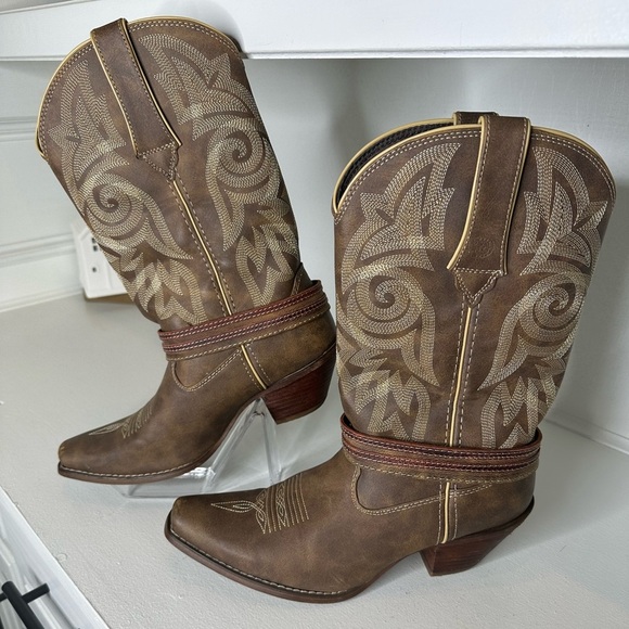 Durango Women’s Western Boots – Size 9.5M Brown Embroidered Leather Rodeo Ready - Picture 2 of 13